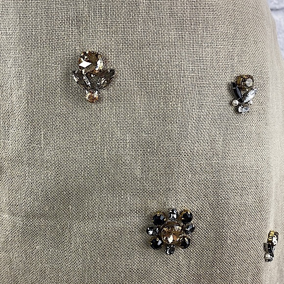 Ann Taylor Khaki Linen Jeweled Skirt - Picture 3 of 9